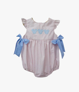 Baby Girl Pink Gingham Bubble With Side Bow