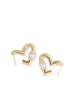 Load image into Gallery viewer, Emery Heart Gold Hoop Earrings
