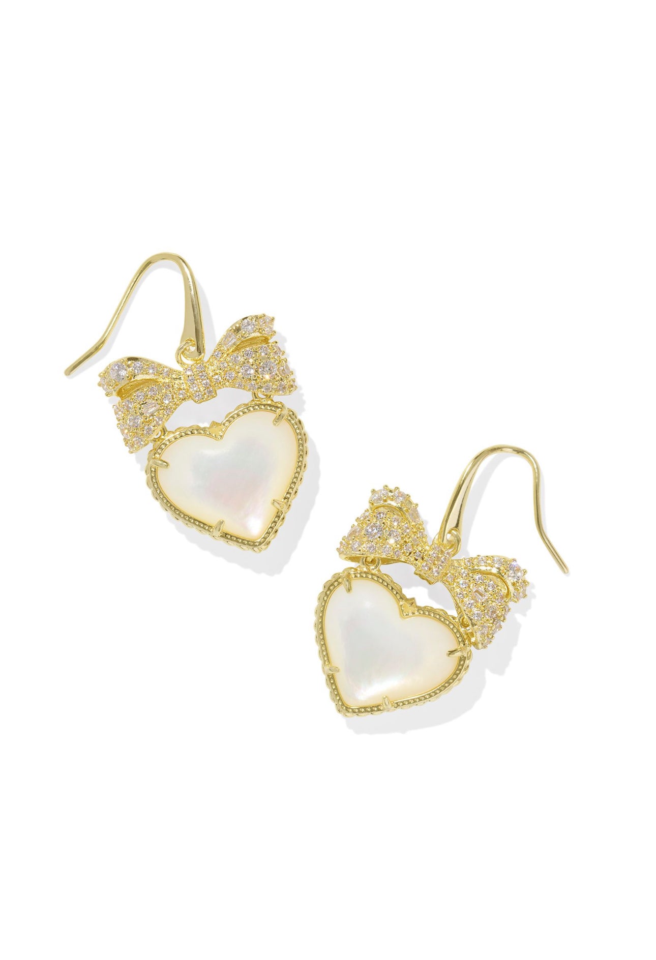 Haisley Ivory Mother Of Pearl Heart Gold Drop Earrings