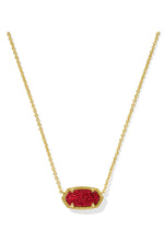 Load image into Gallery viewer, Elisa Bright Red Drusy Short Gold Pendant Necklace
