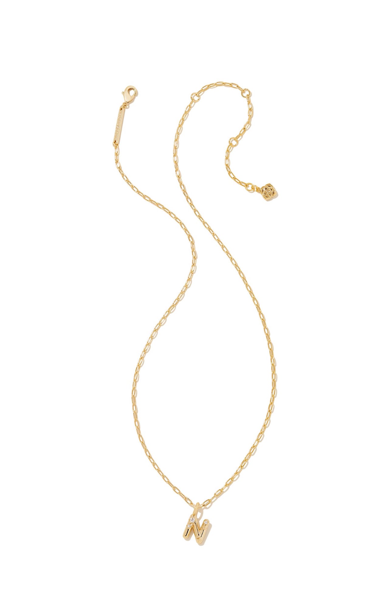 Crystal Letter N Pendent Gold Necklace