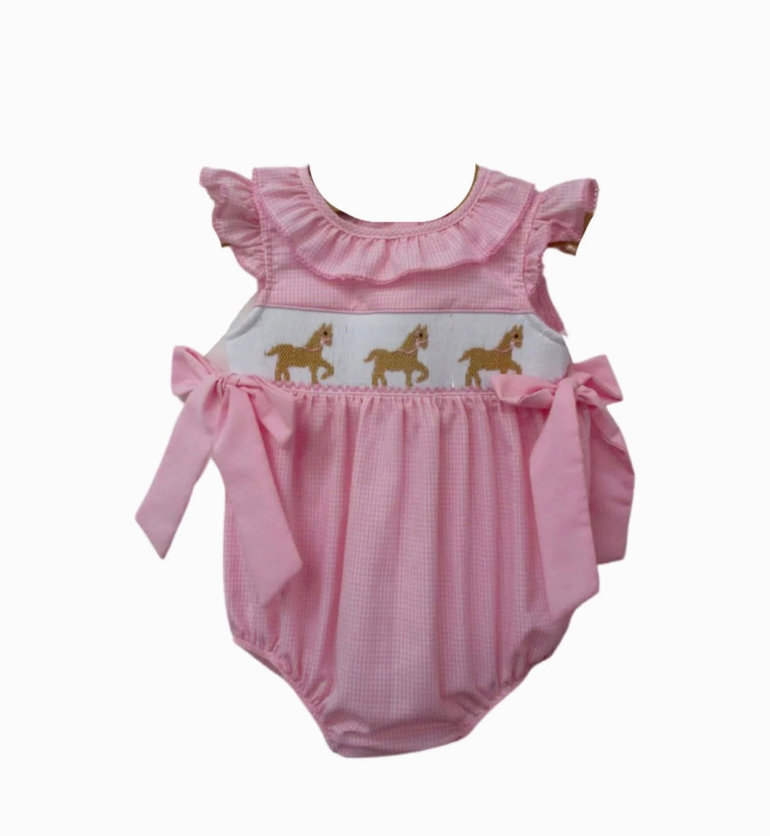 Baby Girl Horse Smocked Bubble