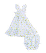 Load image into Gallery viewer, Angel Dear Lovely Lemons Smocked
Ruffle Sundress with
Bloomer
