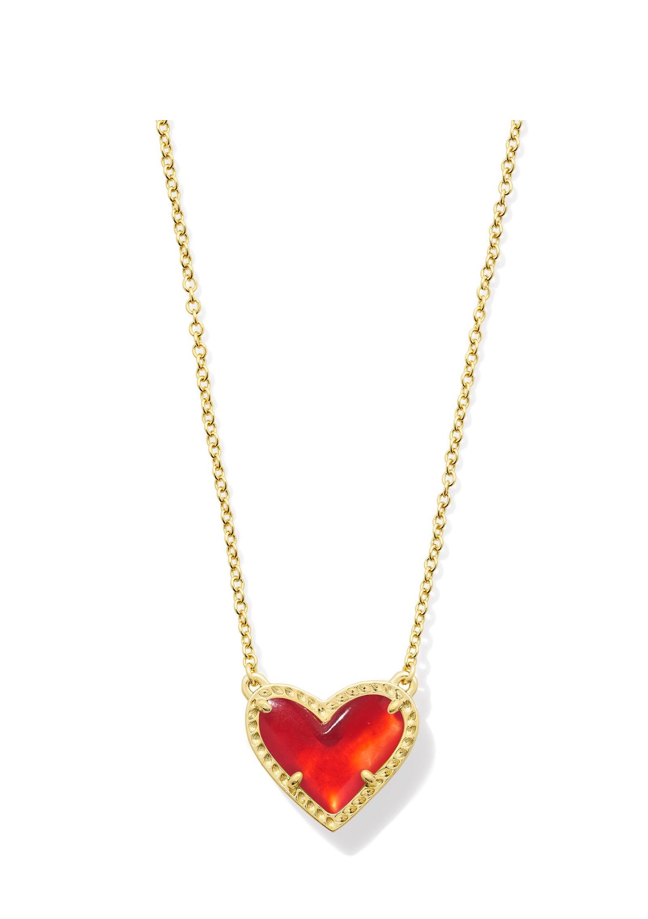 Ari Red Illusion Heart Gold Pendant Necklace