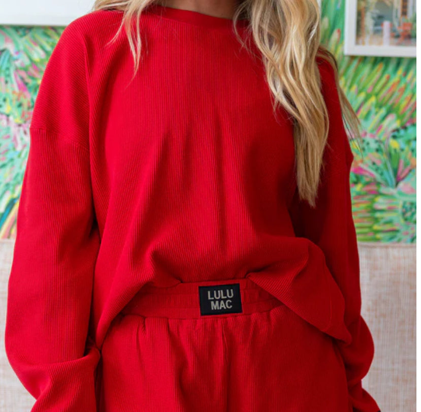 Lulu Mac Red Waffle Top