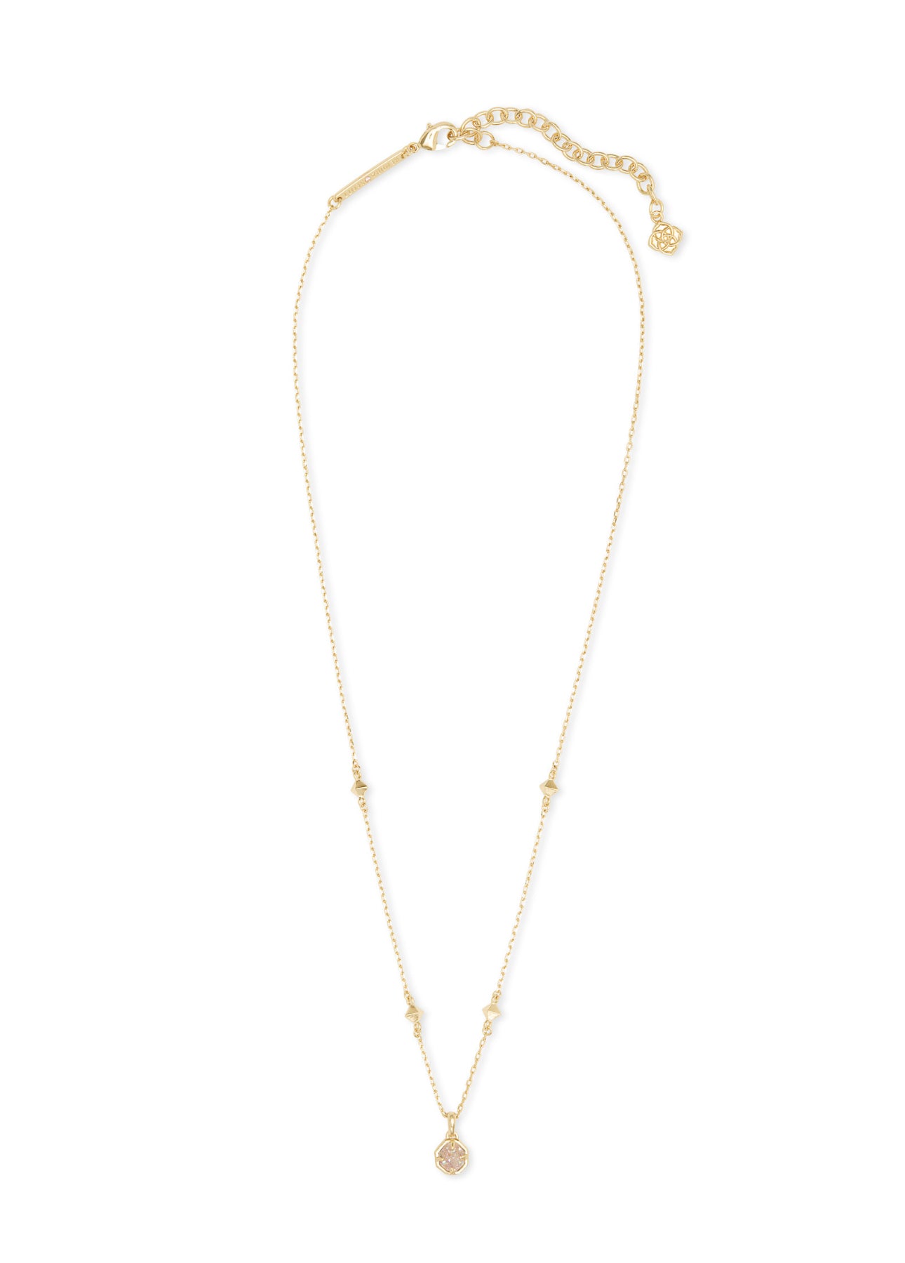 Nola Iridescent Drusy Short Gold Pendant Necklace