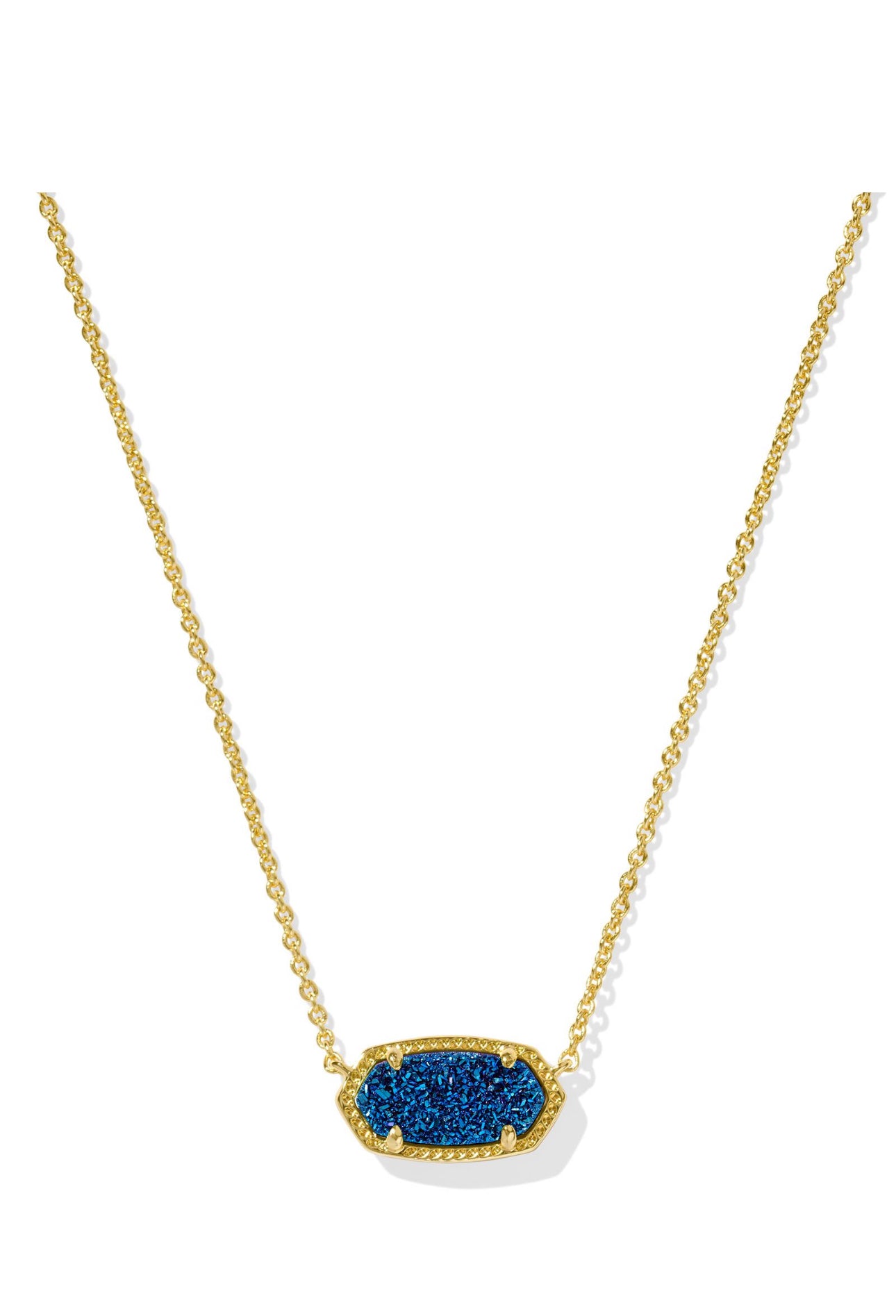 Elisa Blue Drusy Short Gold Pendant Necklace