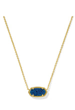 Load image into Gallery viewer, Elisa Blue Drusy Short Gold Pendant Necklace
