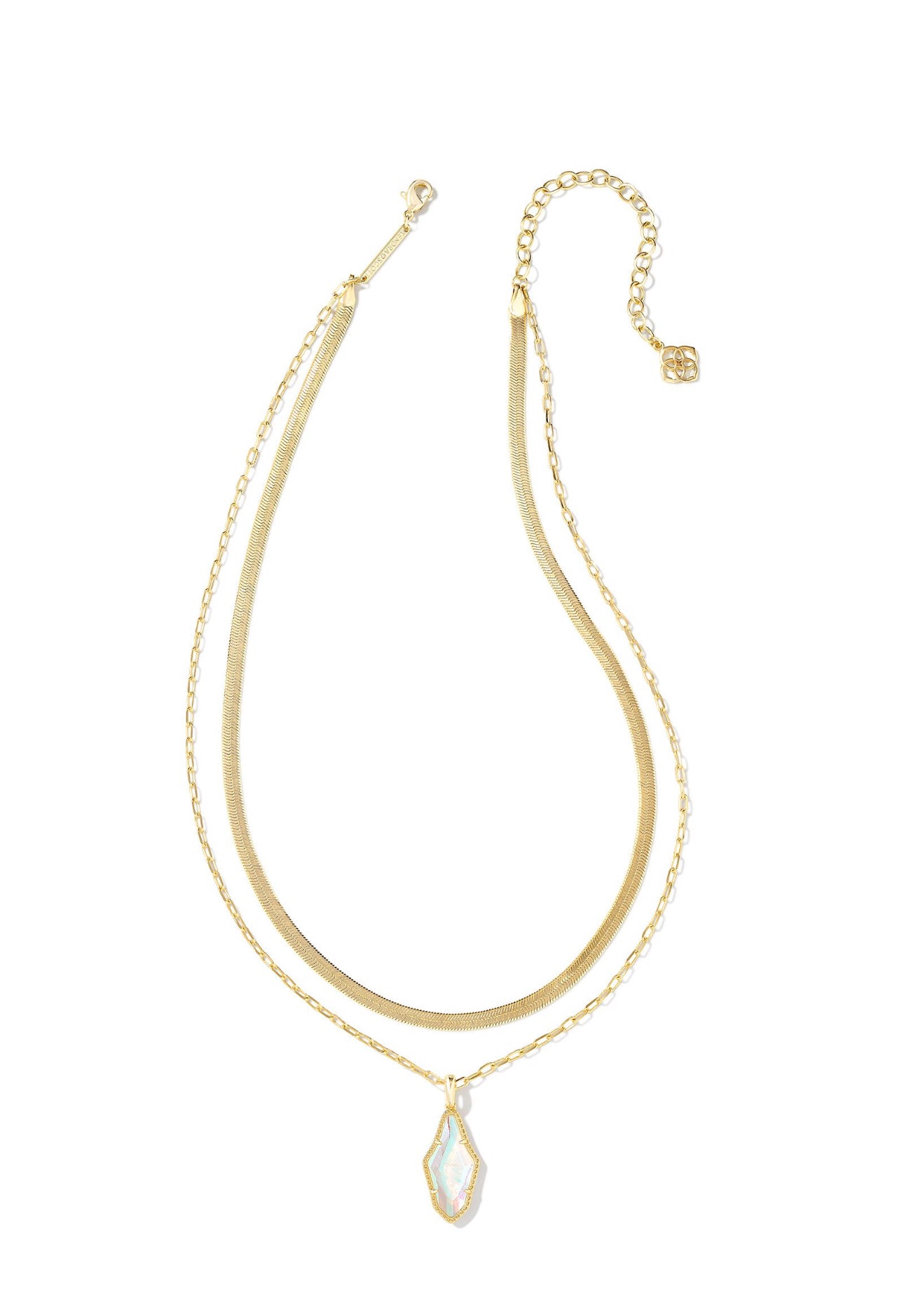 Evelyn Rock Crystal Dichroic Multi Strand Gold Necklace