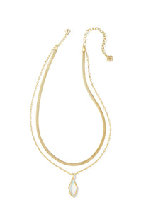 Evelyn Rock Crystal Dichroic Multi Strand Gold Necklace