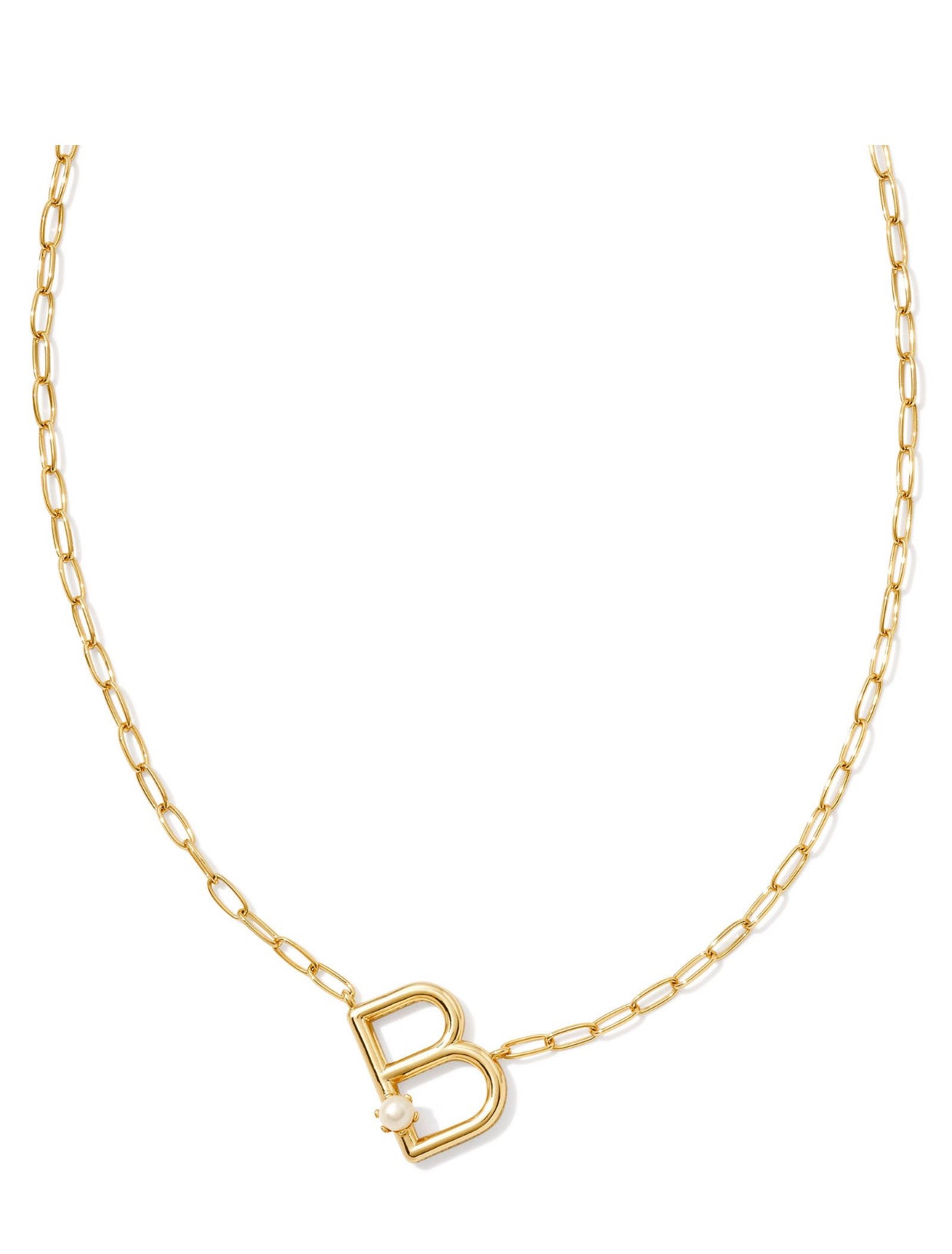 Pearl Letter B Gold Pendant Necklace