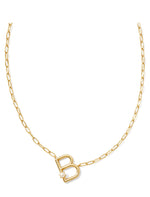 Load image into Gallery viewer, Pearl Letter B Gold Pendant Necklace
