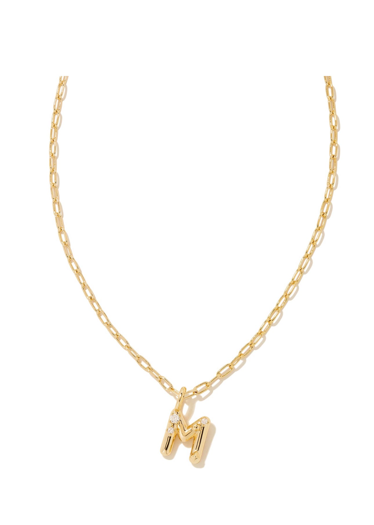 Crystal Letter M Gold Pendant Necklace