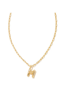 Crystal Letter M Gold Pendant Necklace