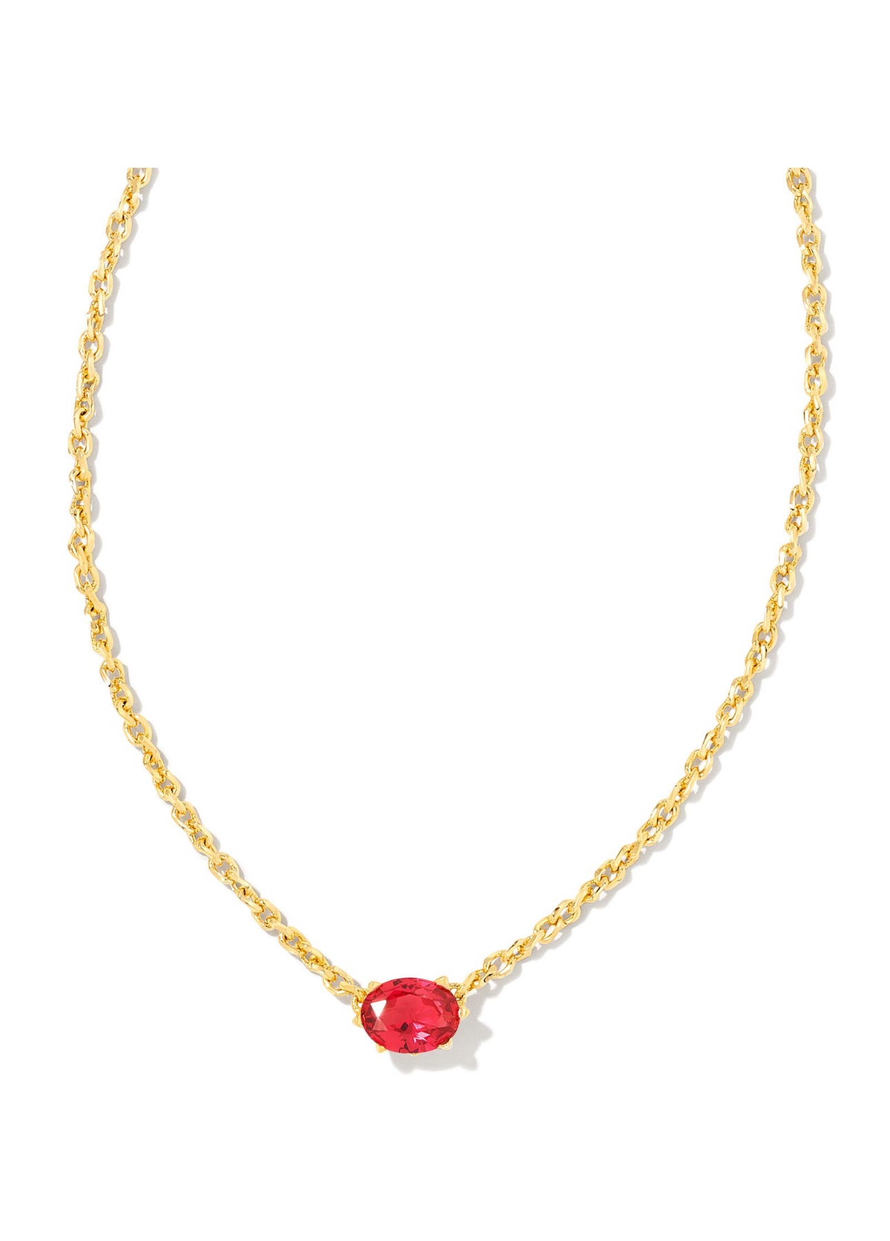 Cailin Red Crystal Pendant Gold Necklace