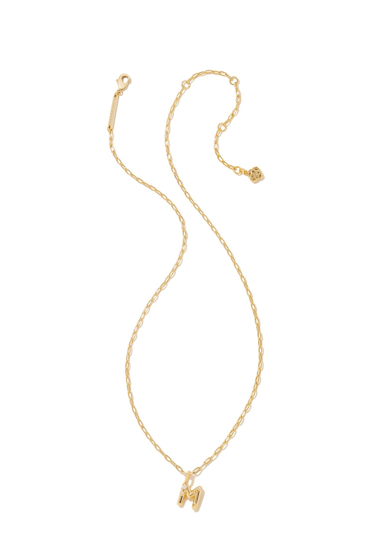 Crystal Letter M Gold Pendant Necklace