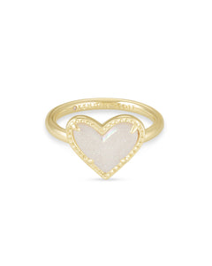 Ari Iridescent Drusy Heart Gold Band Ring