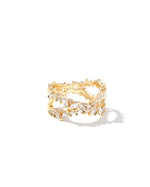 Load image into Gallery viewer, Rosalie White Crystal Gold Double Band Ring
