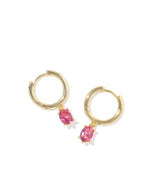 Load image into Gallery viewer, Cailin Pink Crystal Single Stone Gold Huggie Earring
