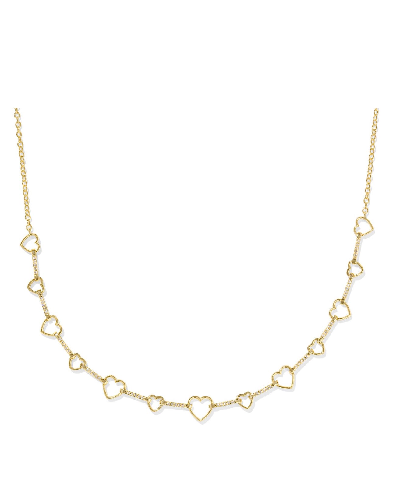 Haisley White Crystal Heart Gold Strand Necklace