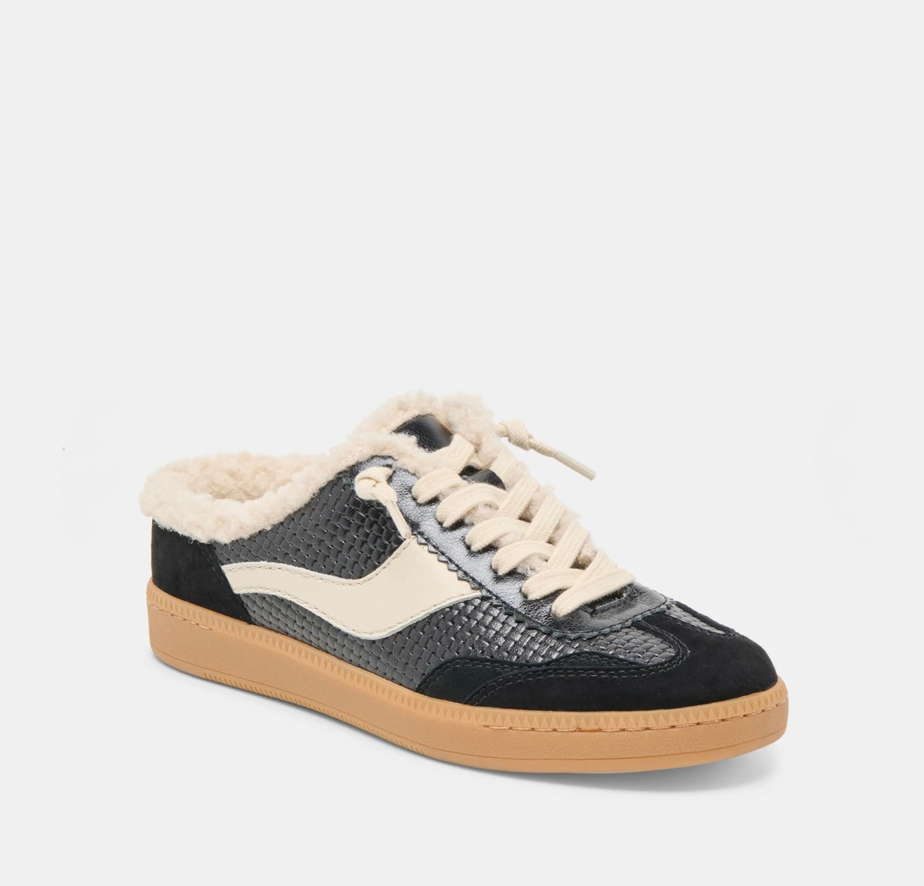 Dolce Vita Notice Slide Plush Sneaker - Black Woven Leather