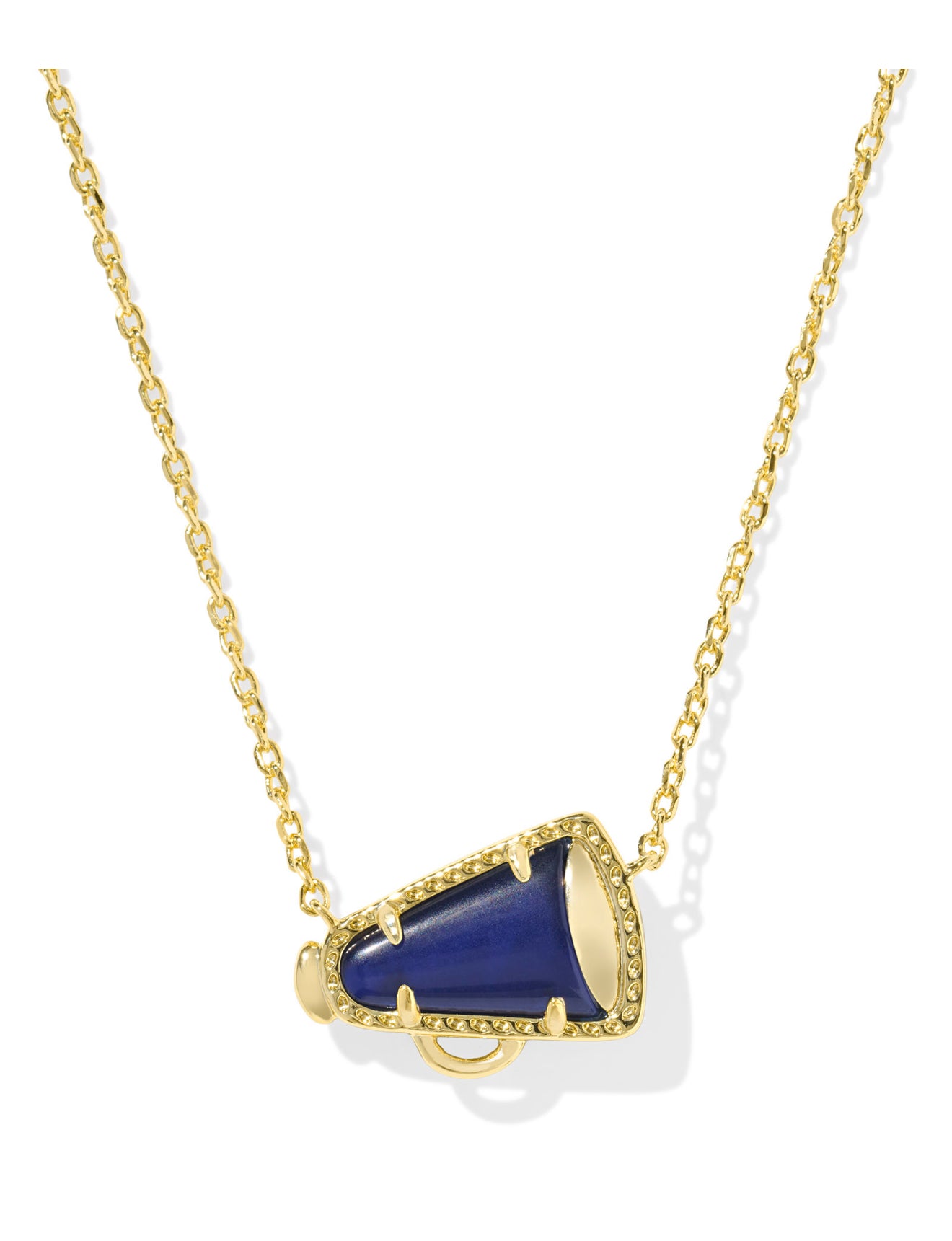 Cheer Navy Mother Of Pearl Short Gold Pendant Necklace
