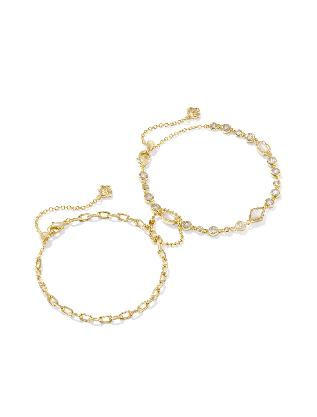 Mini Elisa and Abbie White Mix Set of 2 Delicate Bracelet