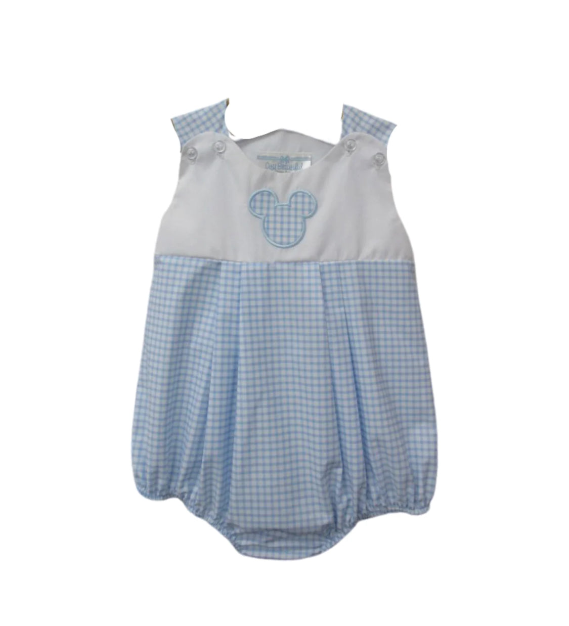 Baby Boy Blue Gingham Mouse Ears Bubble