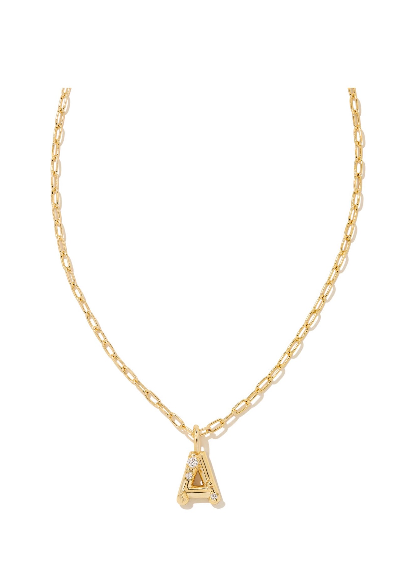 Crystal Letter A Pendant Gold Necklace