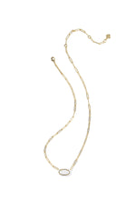 Load image into Gallery viewer, Kendra Scott Elisa Paperclip White Mother of Pearl Gold Frame Necklace
