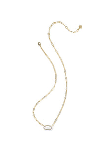 Kendra Scott Elisa Paperclip White Mother of Pearl Gold Frame Necklace
