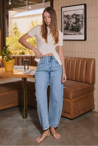 Suave Light Wash Barrel Vervet Denim