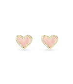 Load image into Gallery viewer, Ari Rose Quartz Gold Stud Earrings
