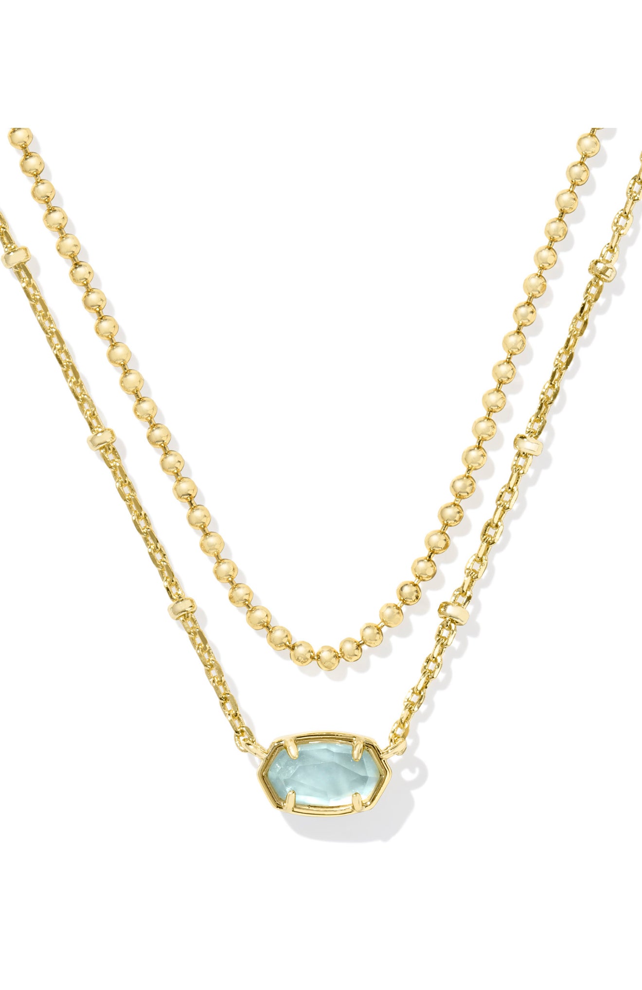 Emilie Light Blue Multi Strand Gold Necklace