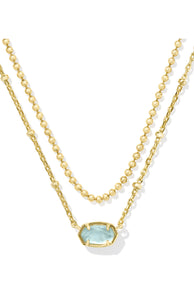 Emilie Light Blue Multi Strand Gold Necklace