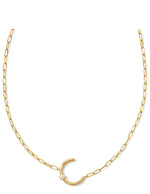 Load image into Gallery viewer, Pearl Letter C Gold Pendant Necklace
