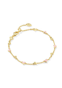 Haven Pink Enamel Delicate Gold Chain Bracelet