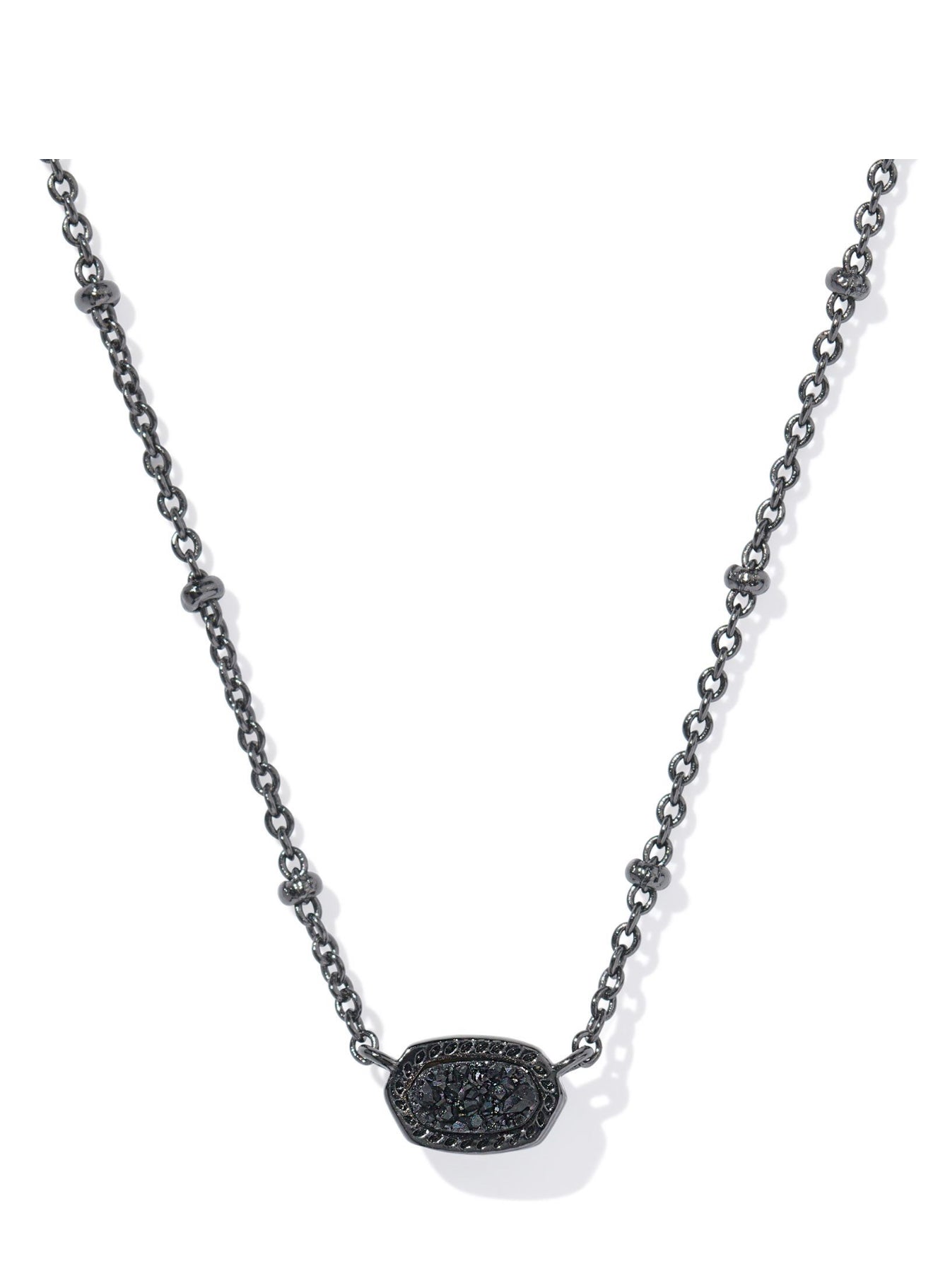 Mini Elisa Gunmetal Black Drusy Satellite Pendant Necklace