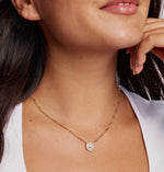 Load image into Gallery viewer, Bella White Crystal Gold Pendant Necklace
