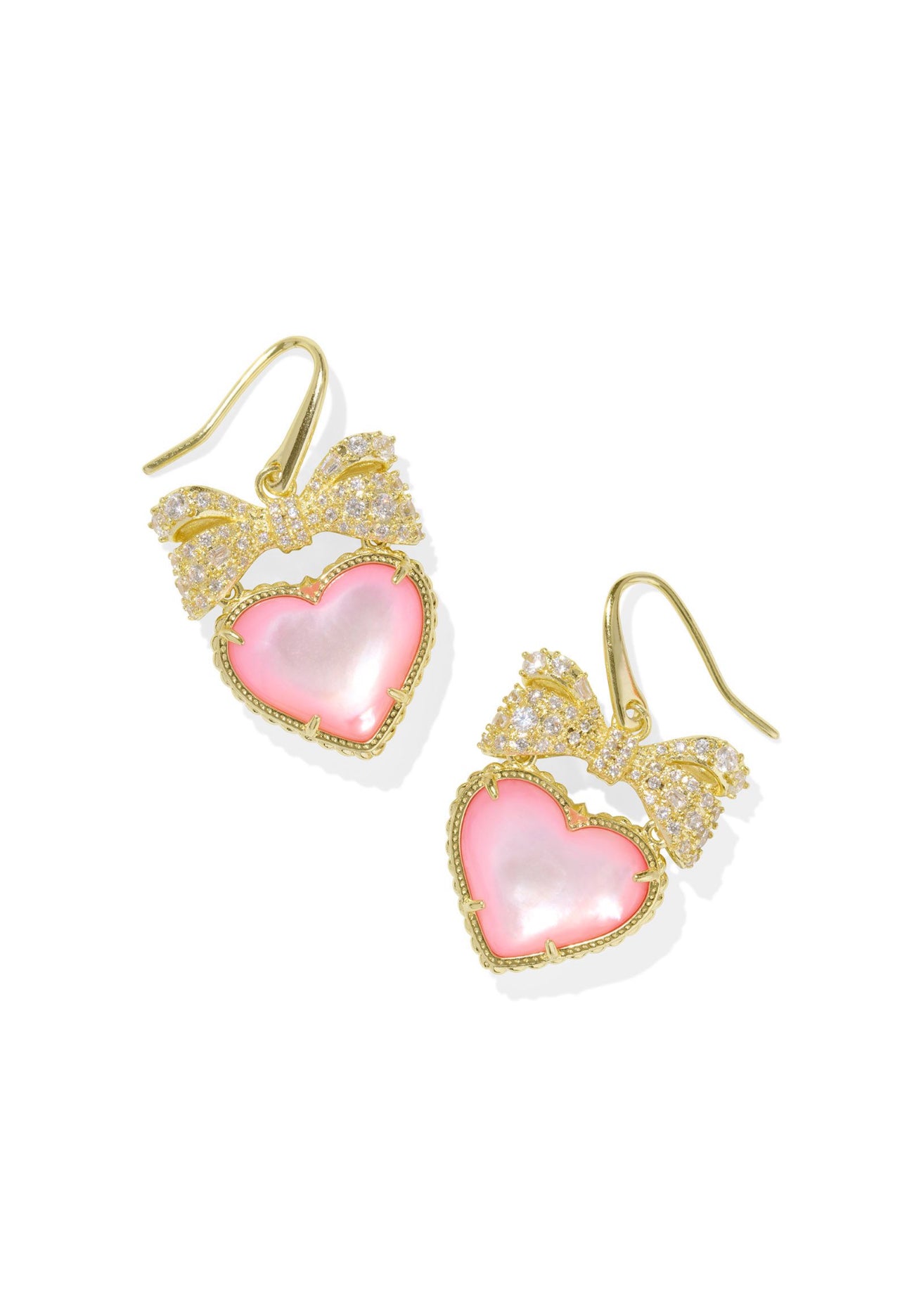 Haisley Blush Ivory Mother Of Pearl Heart Gold Drop Earrings