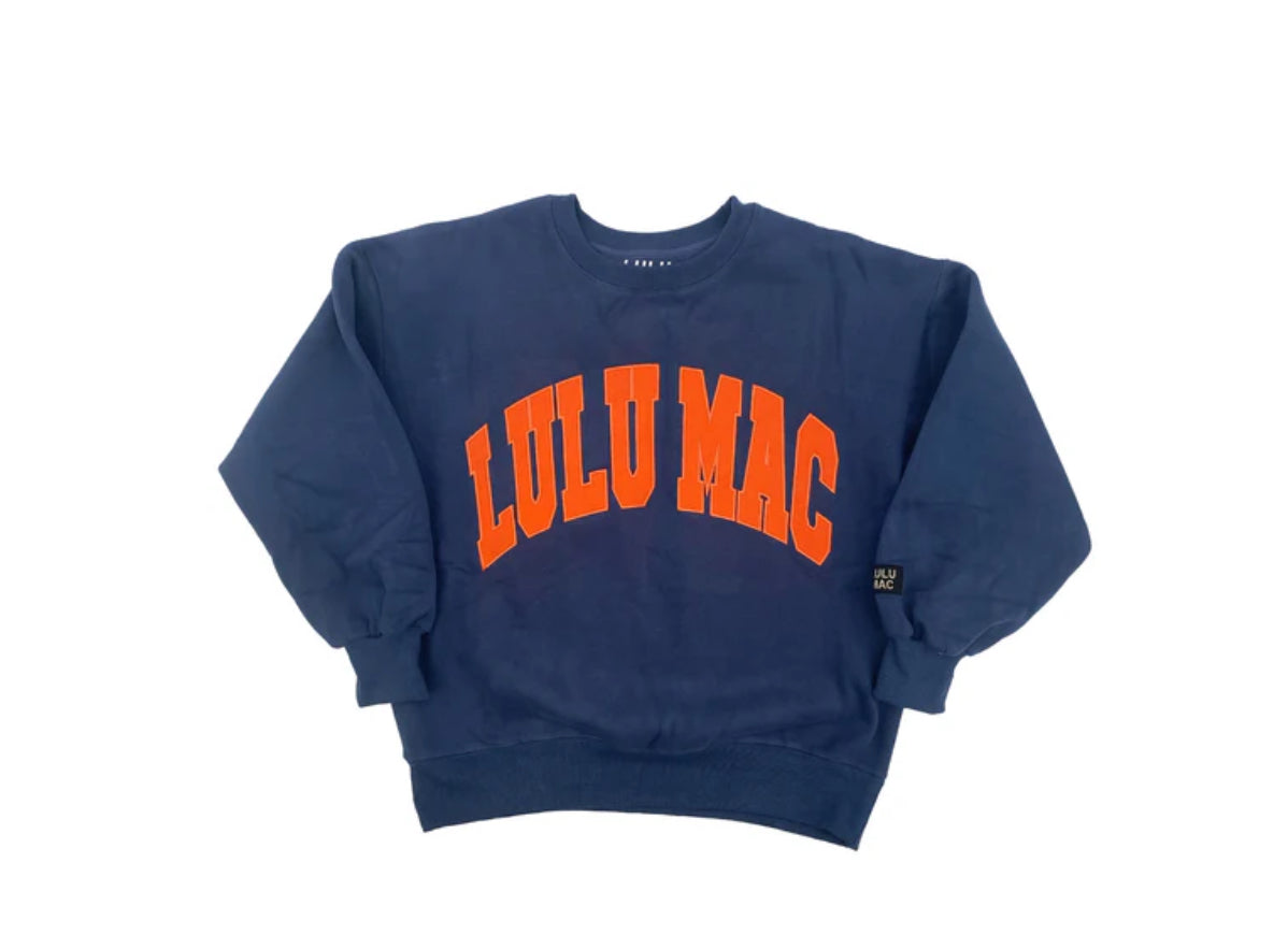 Lulu Mac Navy with Orange Lettering Sweatshirt