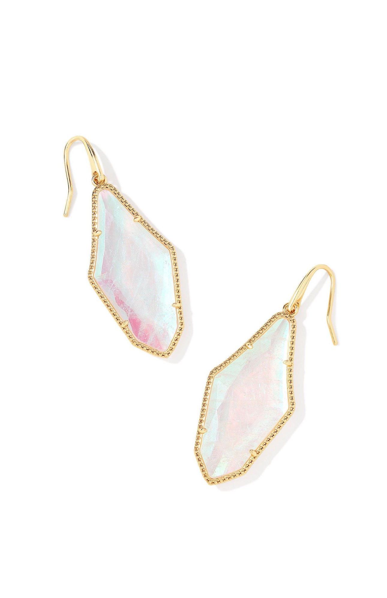 Evelyn Rock Crystal Dichroic Gold Drop Earrings