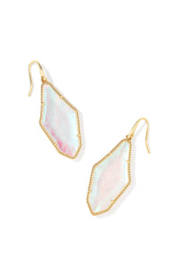 Evelyn Rock Crystal Dichroic Gold Drop Earrings