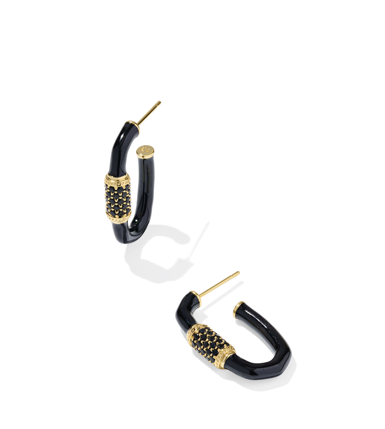 Emery Black Gold Mix Enamel Hoop Earring