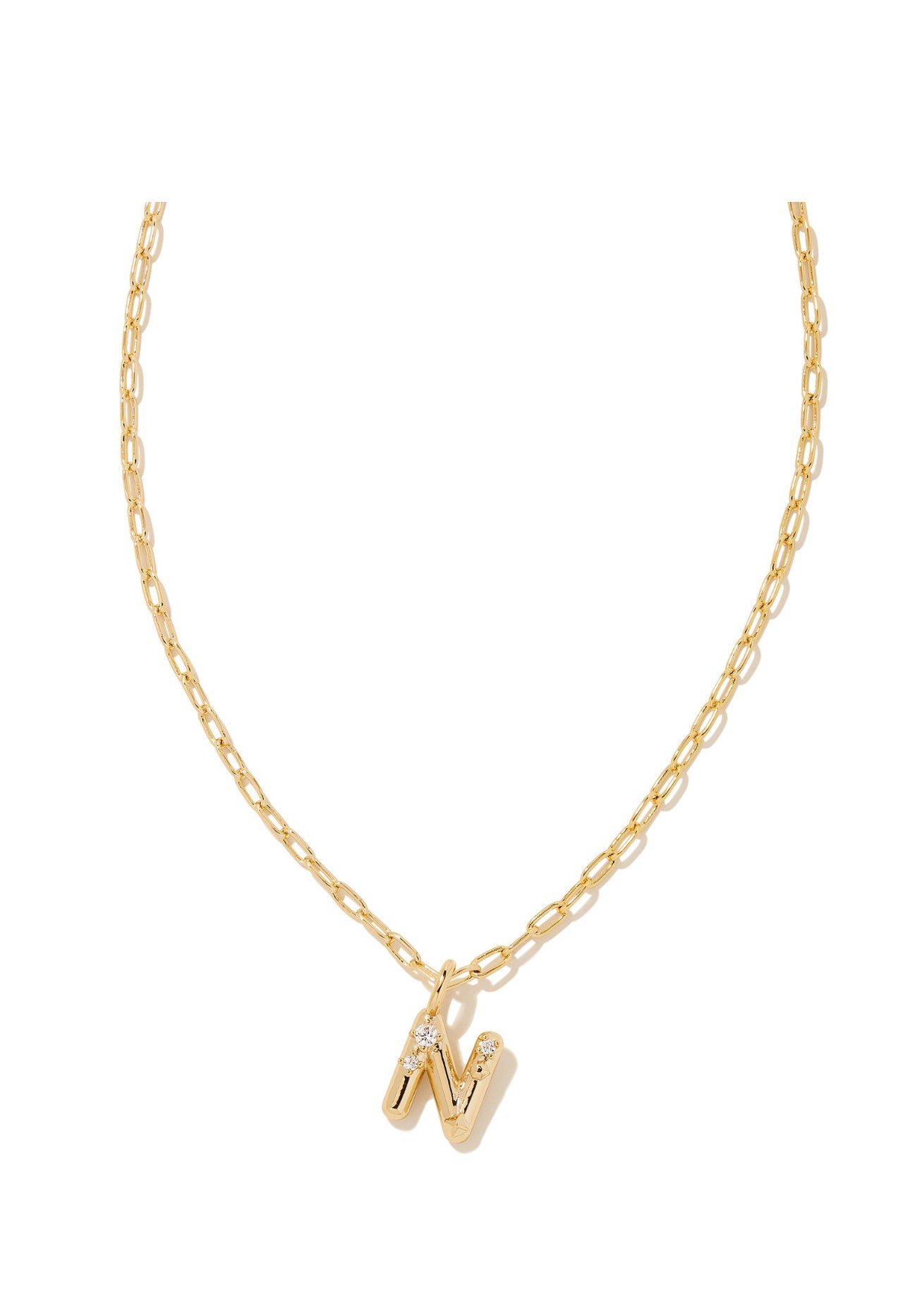 Crystal Letter N Pendent Gold Necklace