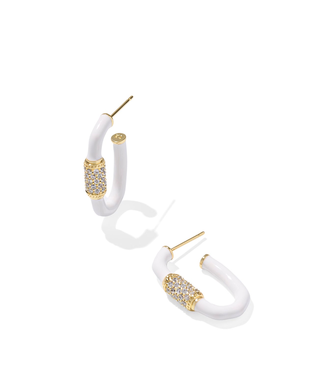 Emery White Gold Mix Enamel Hoop Earring