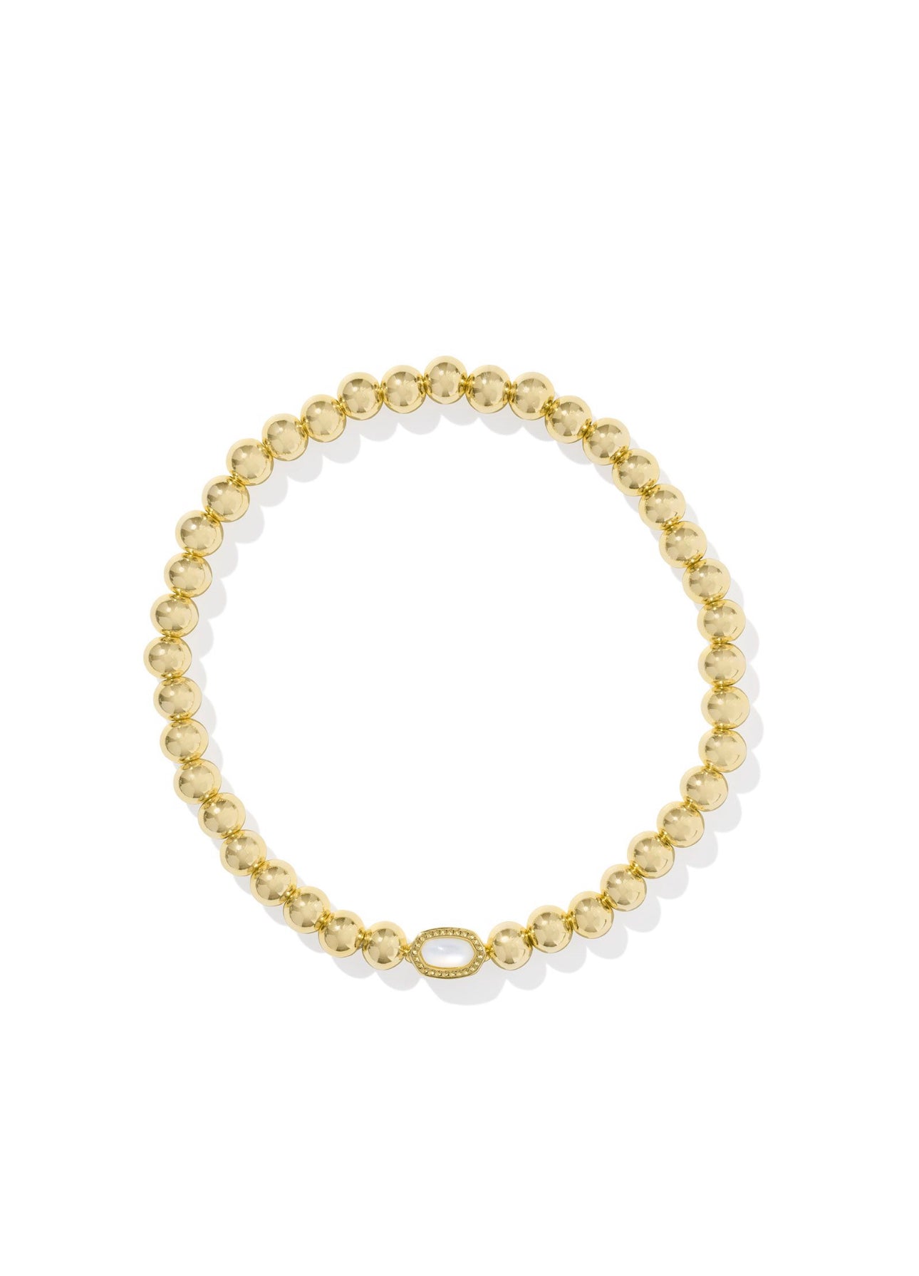 Mini Elaina Ivory Mother of Pearl Gold Beaded Stretch Bracelet