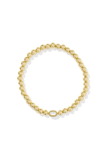 Mini Elaina Ivory Mother of Pearl Gold Beaded Stretch Bracelet