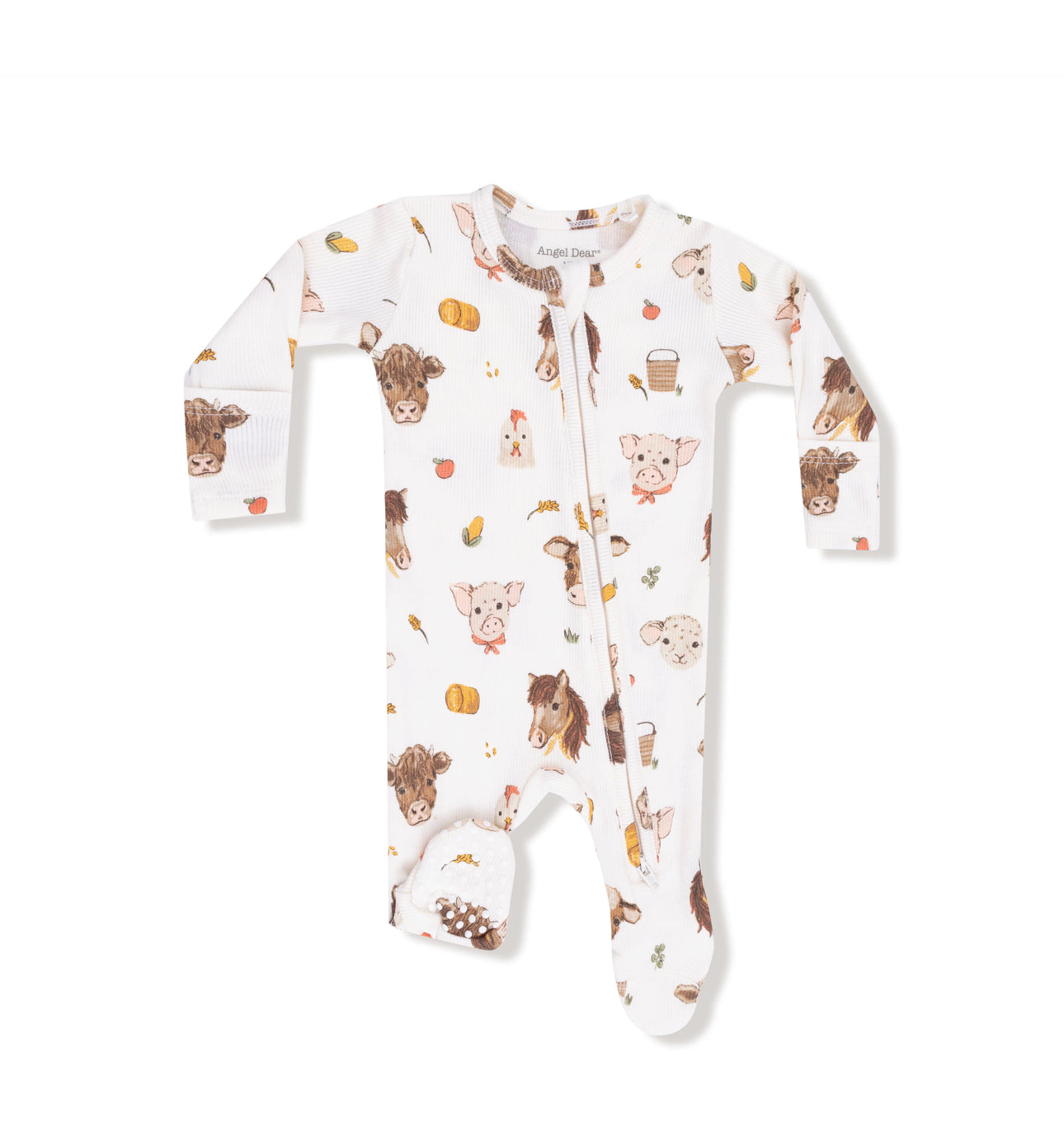 Angel Dear Vintage Baby Farm Animals 2 Way Zipper Footie