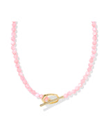 Load image into Gallery viewer, Sylvia Gold Pink Chalcedony Strand Necklace
